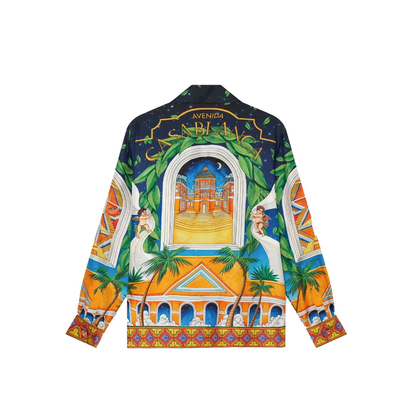 Casablanca Maison D'Ete Cuban Collar Long Sleeve Silk Shirt Multicolour