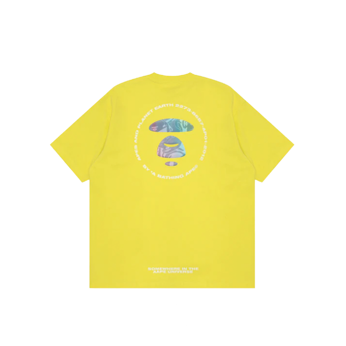 AAPE Moonface Holographic Printed Tee Yellow