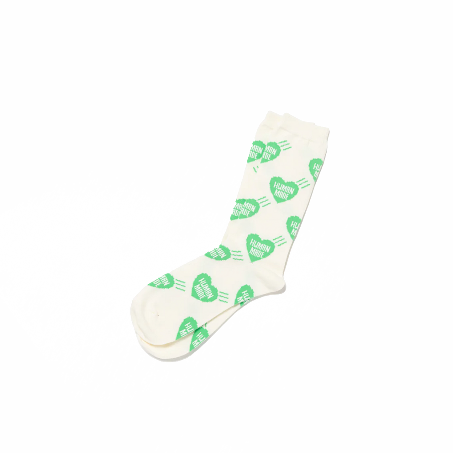 Human Made Heart Socks White Green