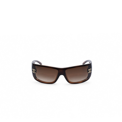 Chanel Diamante Wraparound Sunglasses in Tortoiseshell Brown/Gold