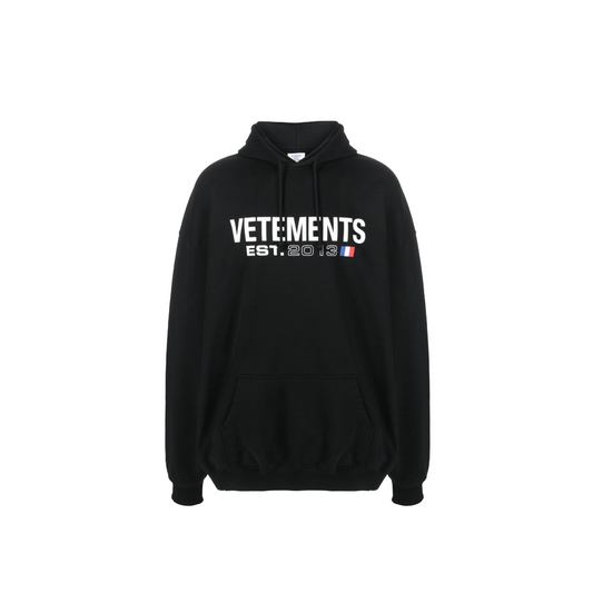 Vetements Limited Edition Est. 2013 Flag Logo Hoodie Black