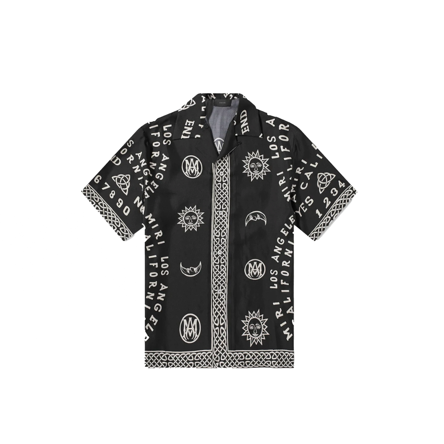 Amiri Ouija Board Silk Bowling Shirt Black