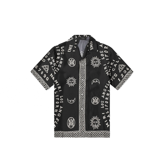 Amiri Ouija Board Silk Bowling Shirt Black