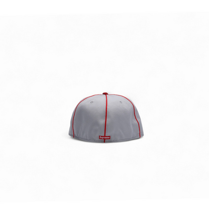 Supreme x New Era Piping Script Logo Cap Grey