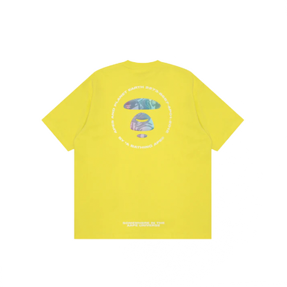 AAPE Moonface Holographic Printed Tee Yellow