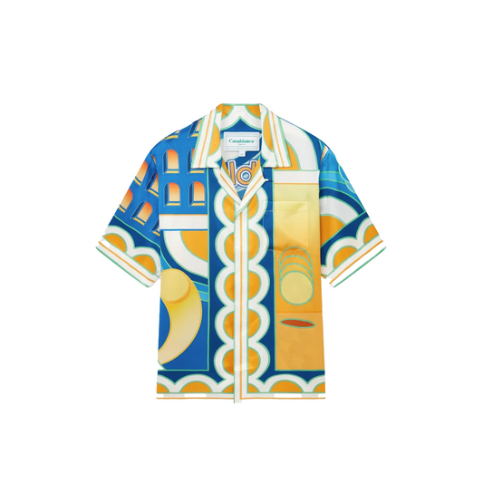 Casablanca Paysage Short Sleeve Silk Shirt