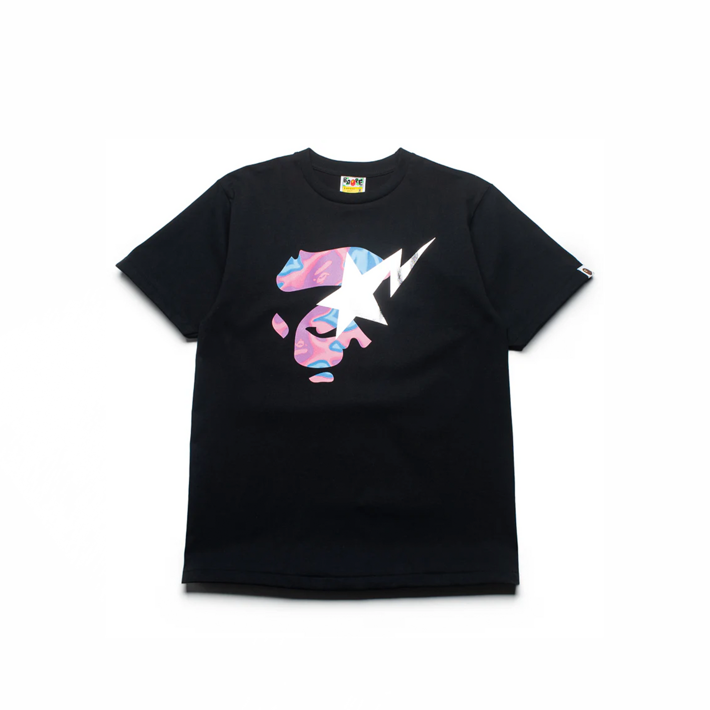 Bathing Ape Liquid Camo Ape Face STA Tee Black Pink