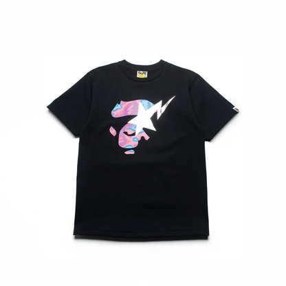 Bathing Ape Liquid Camo Ape Face STA Tee Black Pink