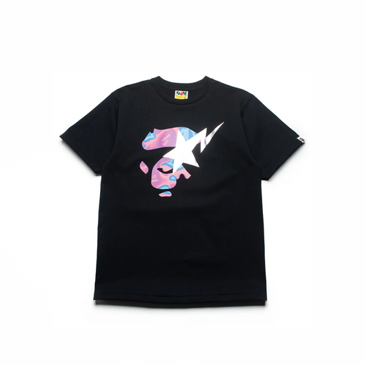Bathing Ape Liquid Camo Ape Face STA Tee Black Pink