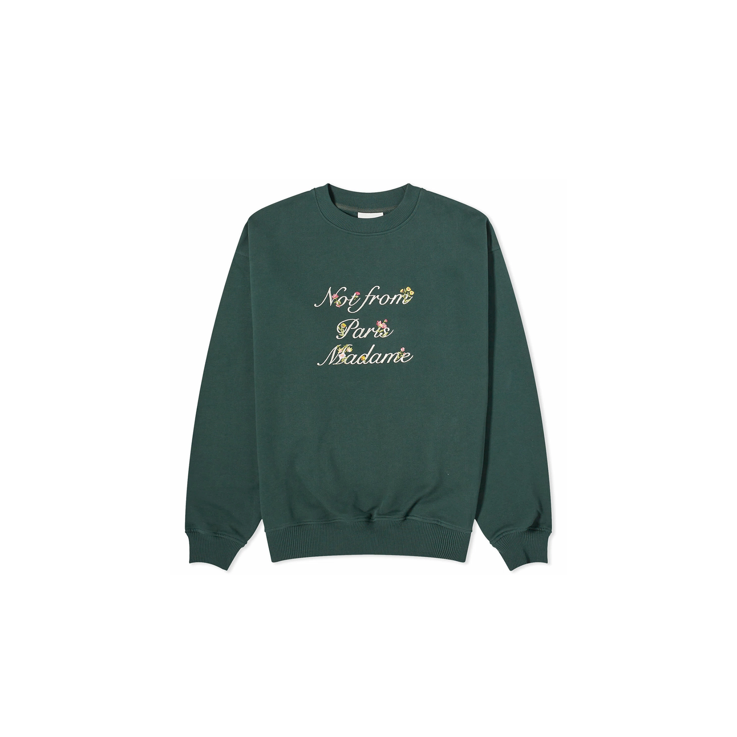 Drôle De Monsieur Presented by END. Embroidered Cotton Fleece Crew Sweat Green