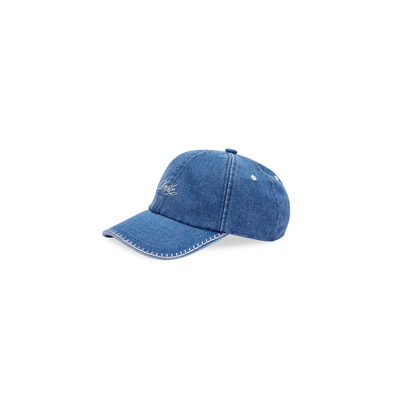 Drôle de Monsieur Embroiderd Logo Denim Cap Stone Washed