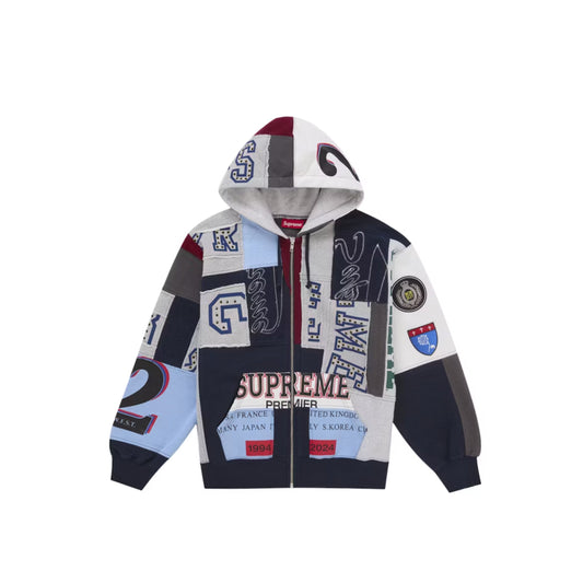 Supreme Patchwork Zip Up Hooded Sweatshirt (SS25) Navy