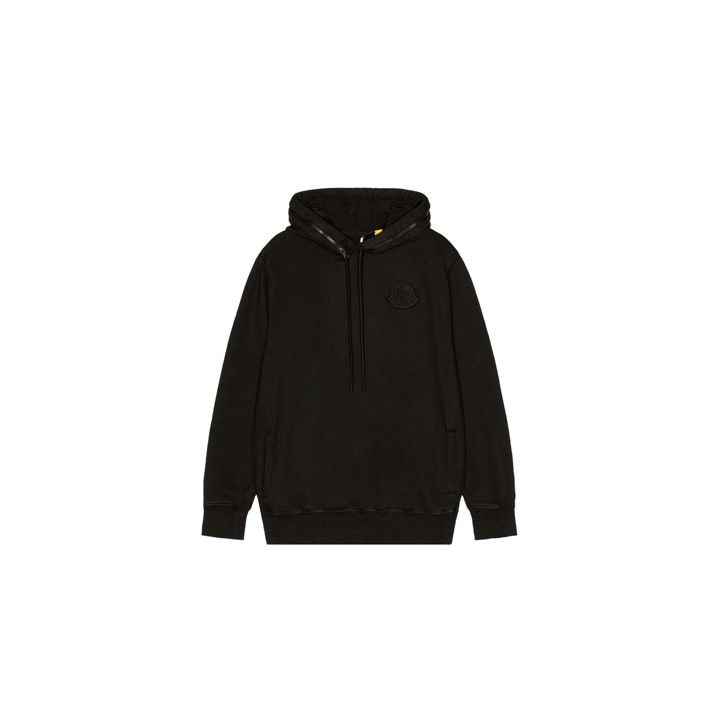 Moncler Garment Dye 1952 Logo Patch Cotton Hoodie Black