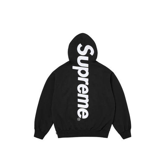 Supreme Satin Appliqué Hooded Sweatshirt Black