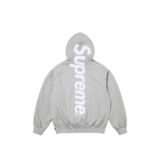 Supreme Satin Appliqué Hooded Sweatshirt Heather Grey